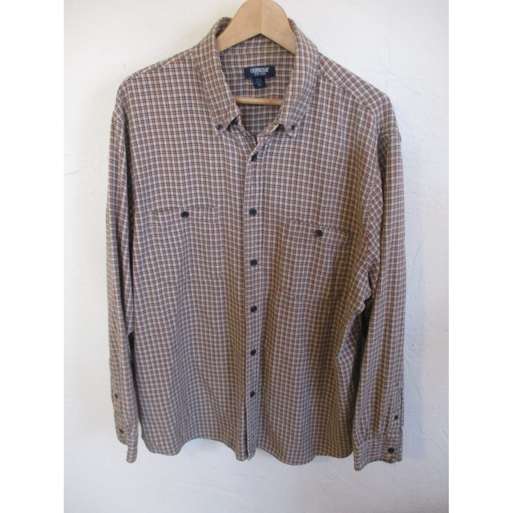 OshKosh Plaid Cotton Button Down Flannel Shirt Size XXL